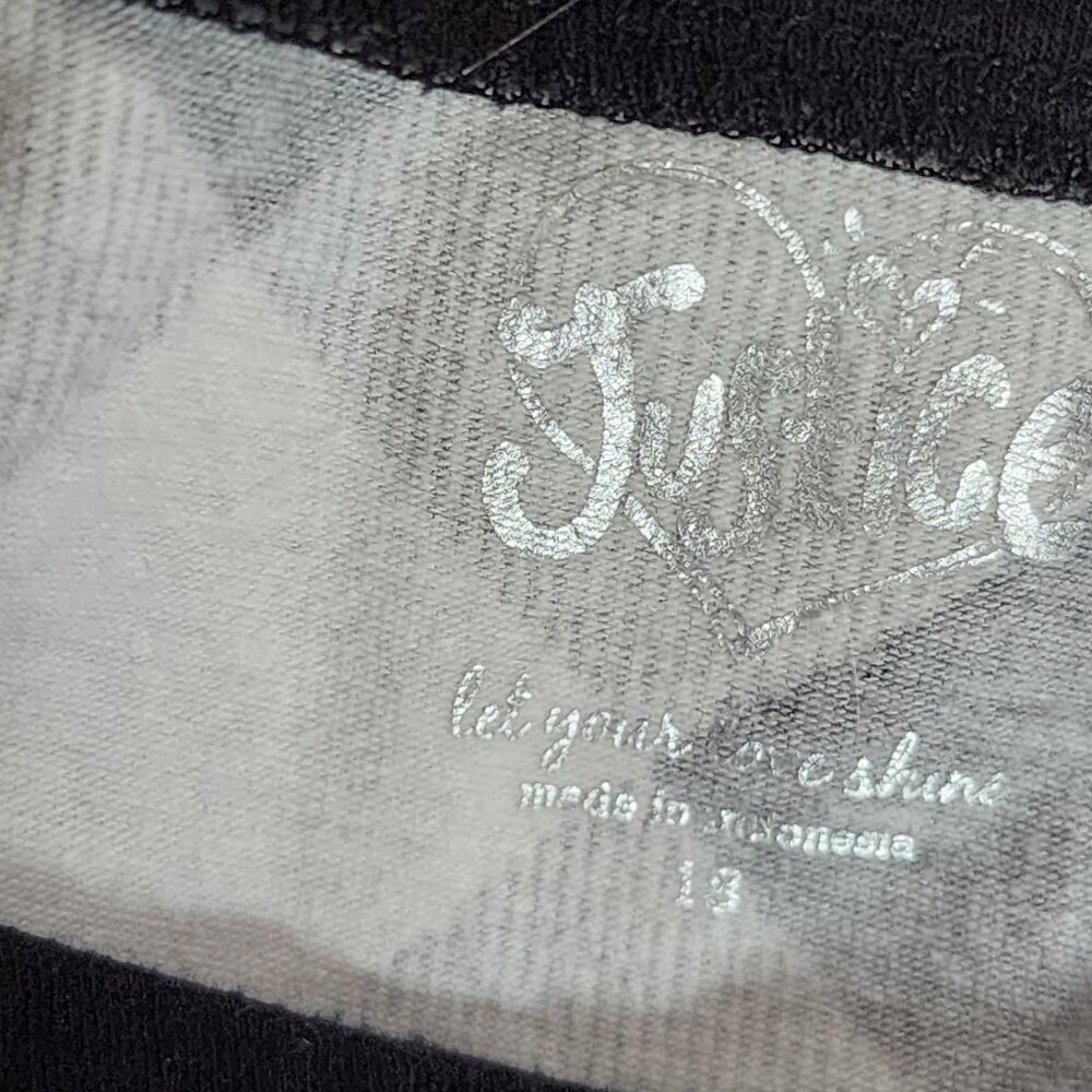 Justice Black White Check SS Black Sequin Bow Neckline Cotton Span Top Size 18 - Picture 14 of 16
